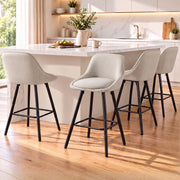 Artiss Bar Stools Set of 4 Linen Upholstered Counter Chairs with Back Padded Seat Beige - Homecoze