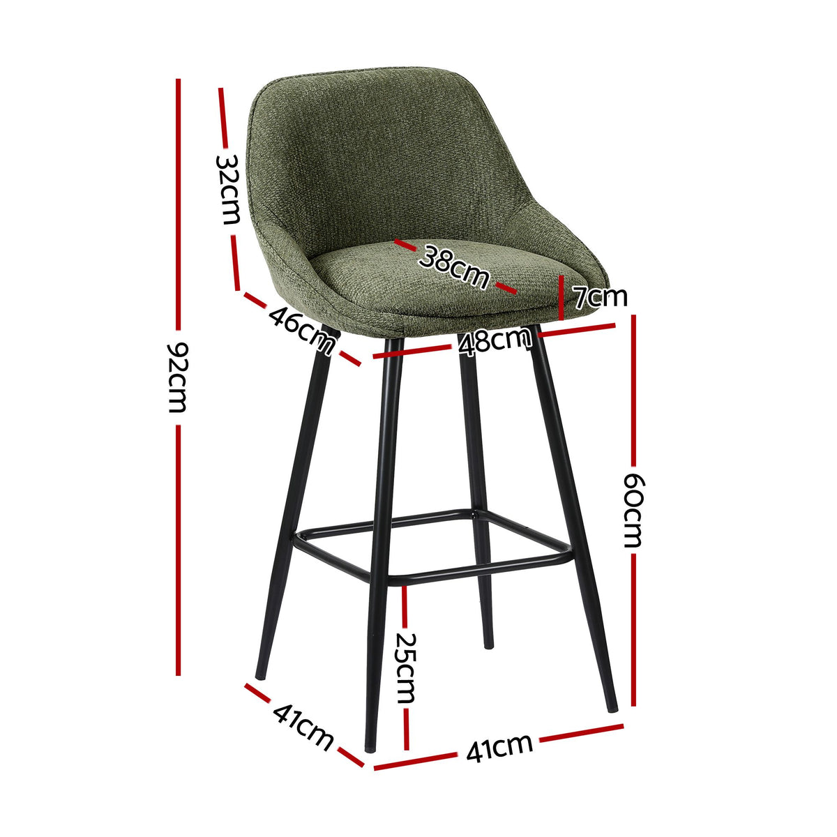 Artiss Bar Stools Set of 4 Linen Upholstered Counter Chairs with Back Padded Seat Green - Homecoze