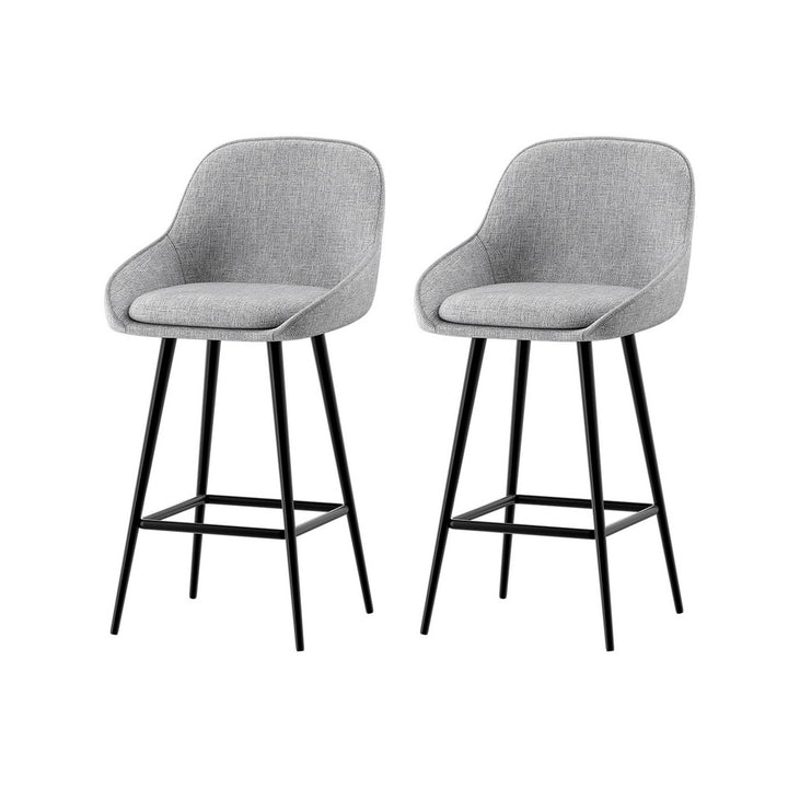 Skylar (Set of 2) Linen Fabric Bar Stools - Grey