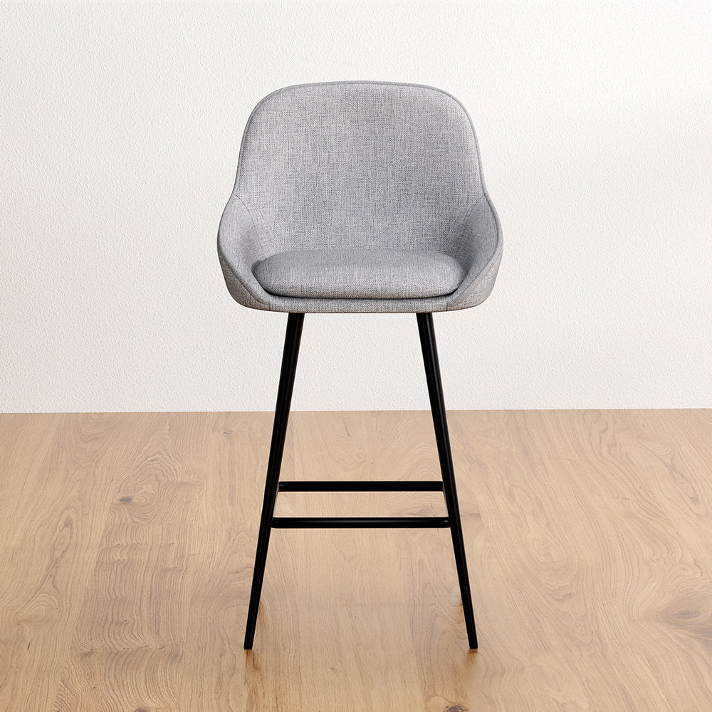 Skylar (Set of 2) Linen Bar Stools 60cm - Grey - Homecoze
