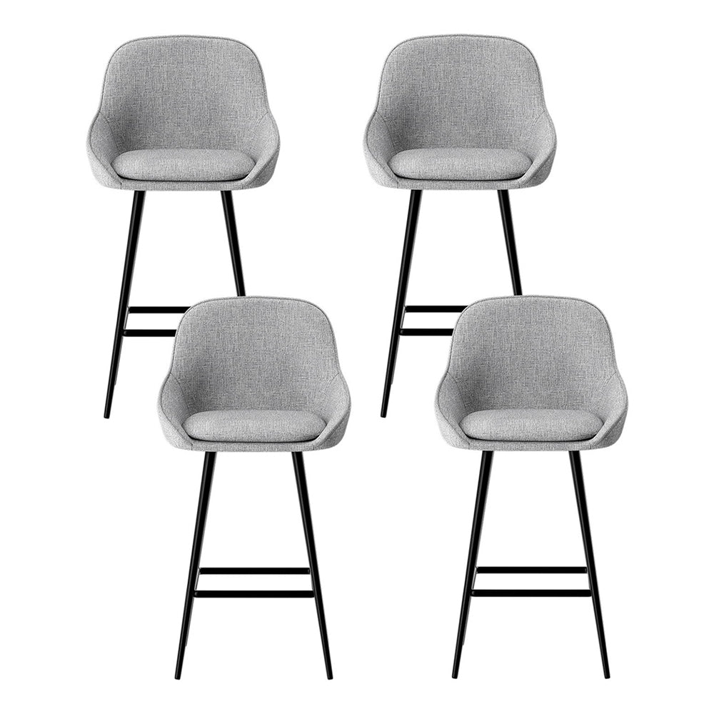 Skylar (Set of 4) Linen Bar Stools 60cm - Grey - Homecoze