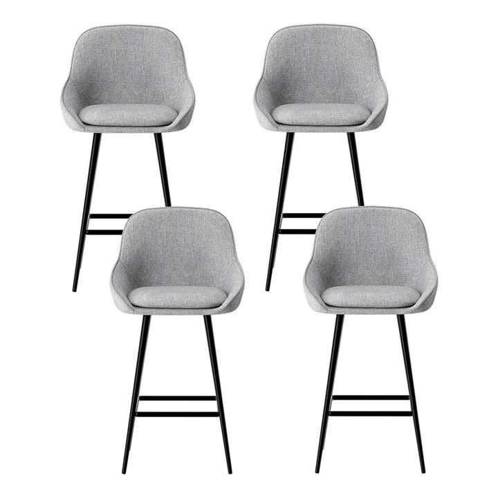Skylar (Set of 4) Linen Bar Stools 60cm - Grey - Homecoze