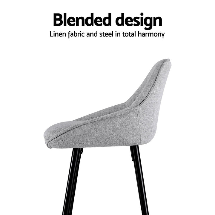 Skylar (Set of 4) Linen Bar Stools 60cm - Grey - Homecoze