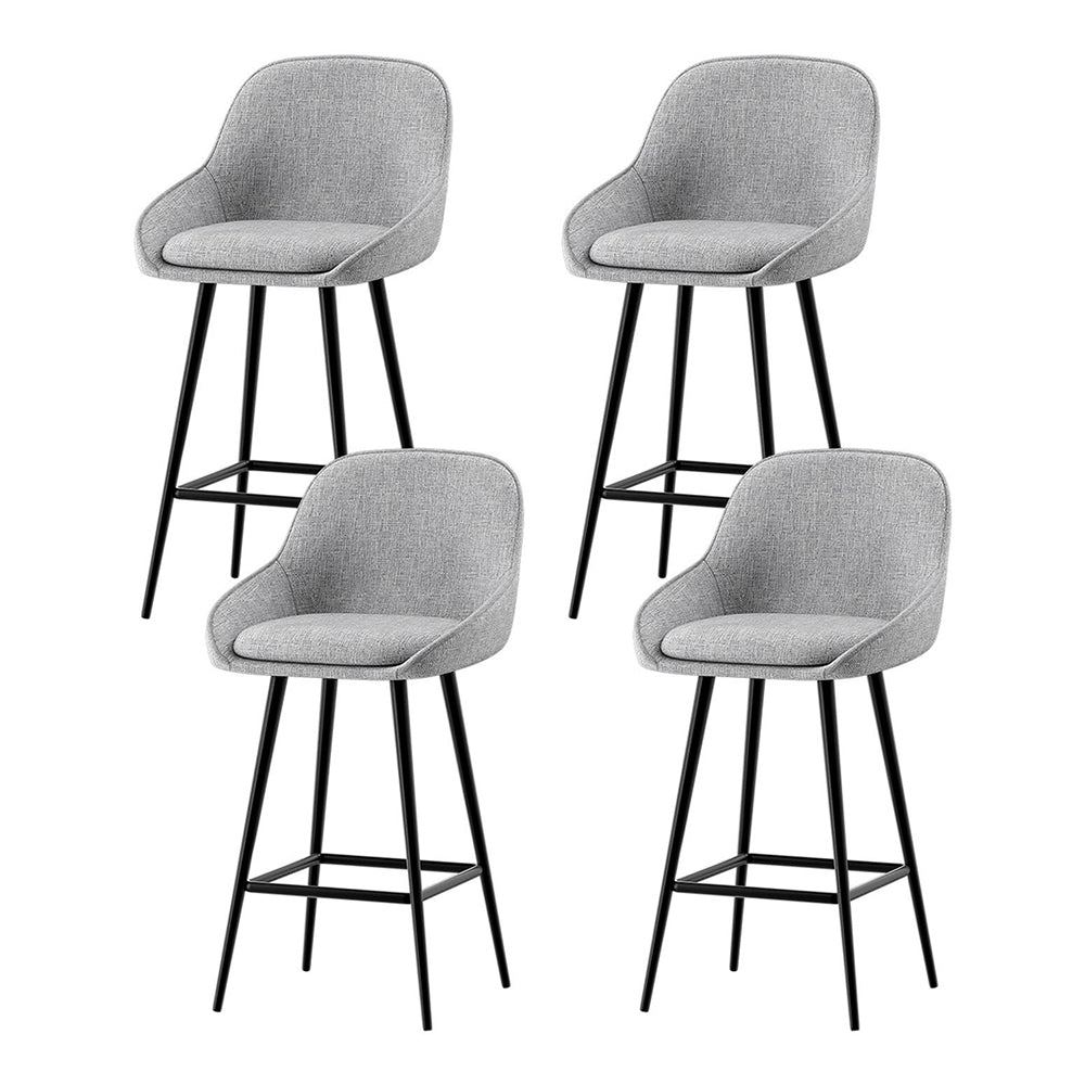 Skylar (Set of 4) Linen Bar Stools 60cm - Grey - Homecoze