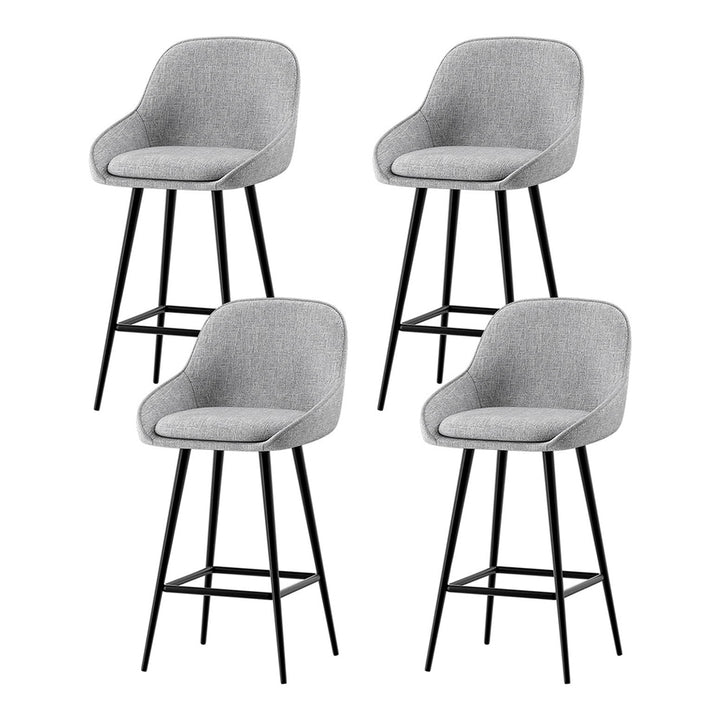 Skylar (Set of 4) Linen Bar Stools 60cm - Grey - Homecoze