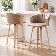 Olivia (Set of 2) Bentwood Bar Stools 66cm - Khaki - Homecoze