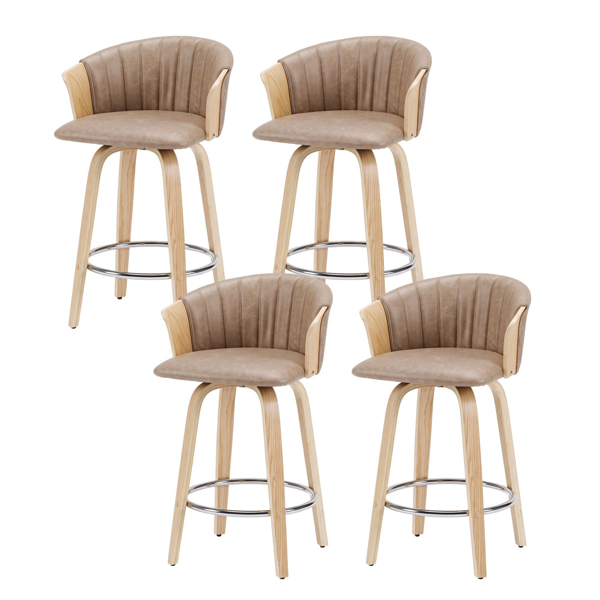 Olivia (Set of 4) Bentwood Bar Stools 66cm - Khaki - Homecoze