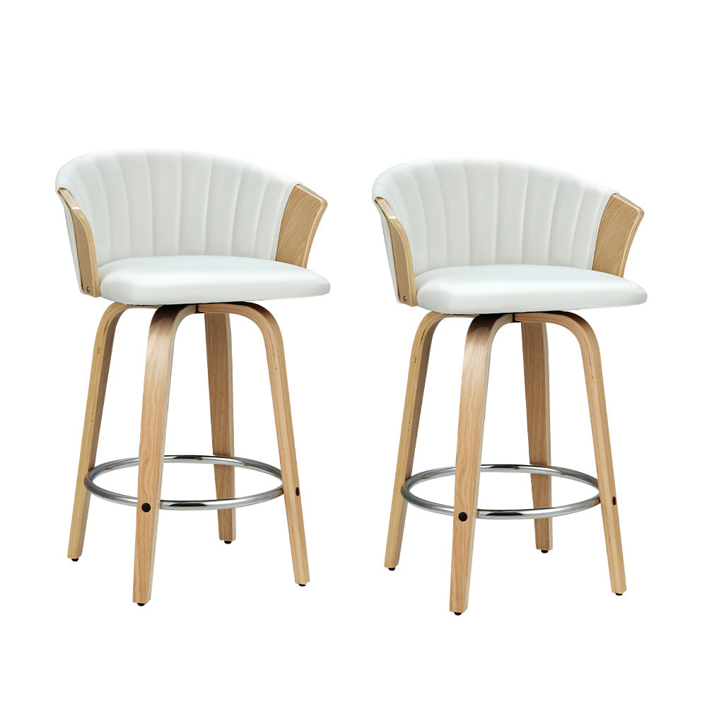 Olivia (Set of 4) Bentwood Bar Stools - White