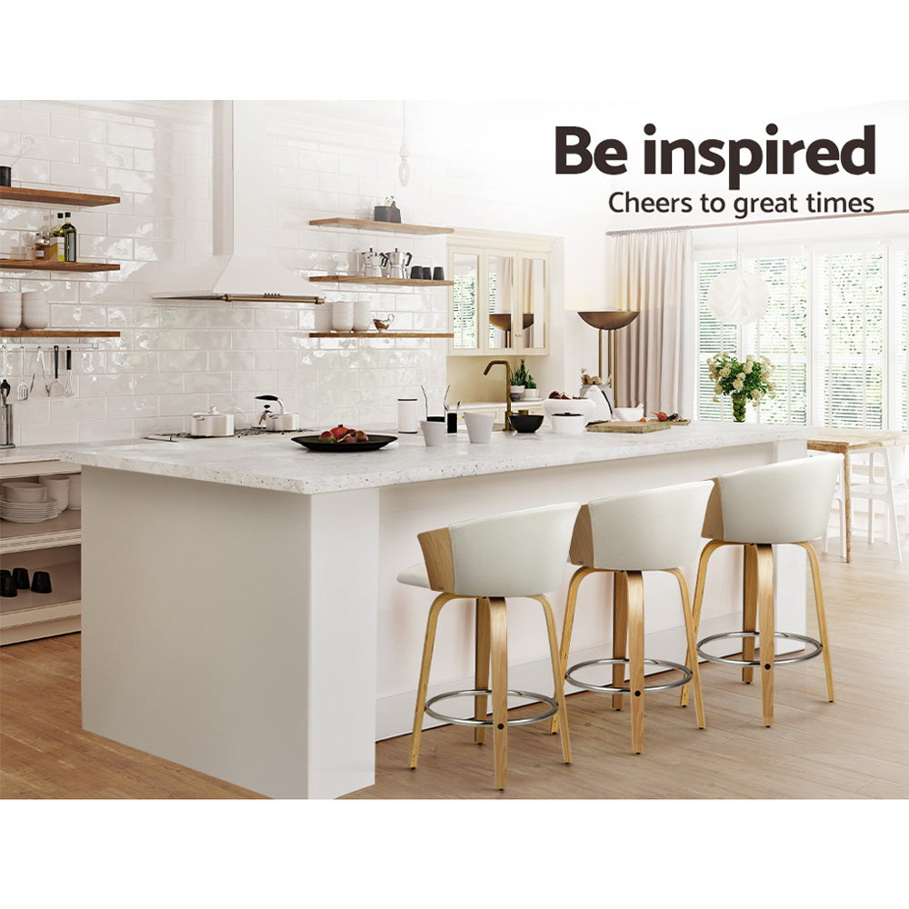 Olivia (Set of 4) Bentwood Bar Stools - White - Homecoze