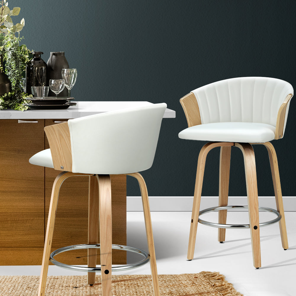 Olivia (Set of 4) Bentwood Bar Stools - White