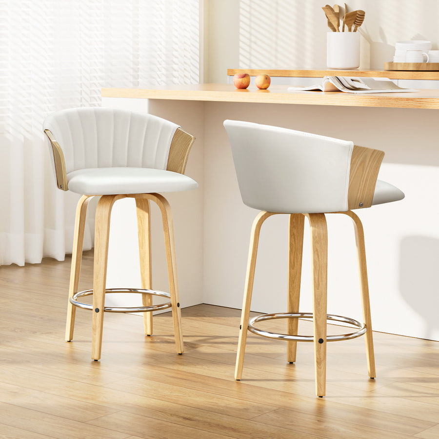 Olivia (Set of 2) Bentwood Bar Stools - White - Homecoze