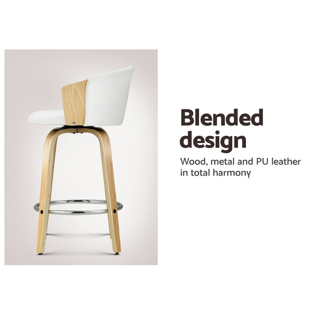 Olivia (Set of 4) Bentwood Bar Stools - White - Homecoze