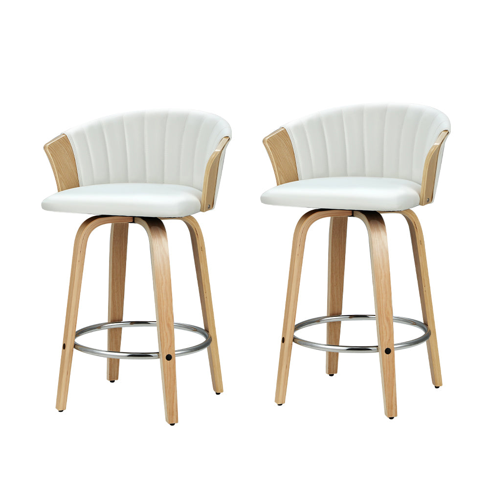 Olivia (Set of 2) Bentwood Bar Stools - White - Homecoze
