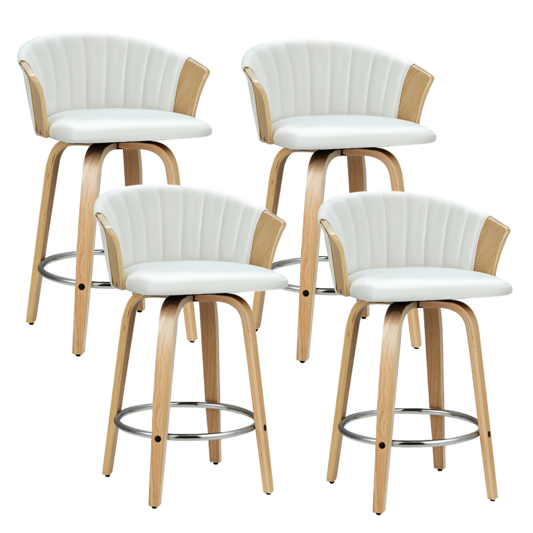 Olivia (Set of 4) Bentwood Bar Stools - White