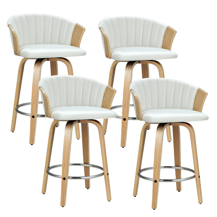 Olivia (Set of 4) Bentwood Bar Stools - White