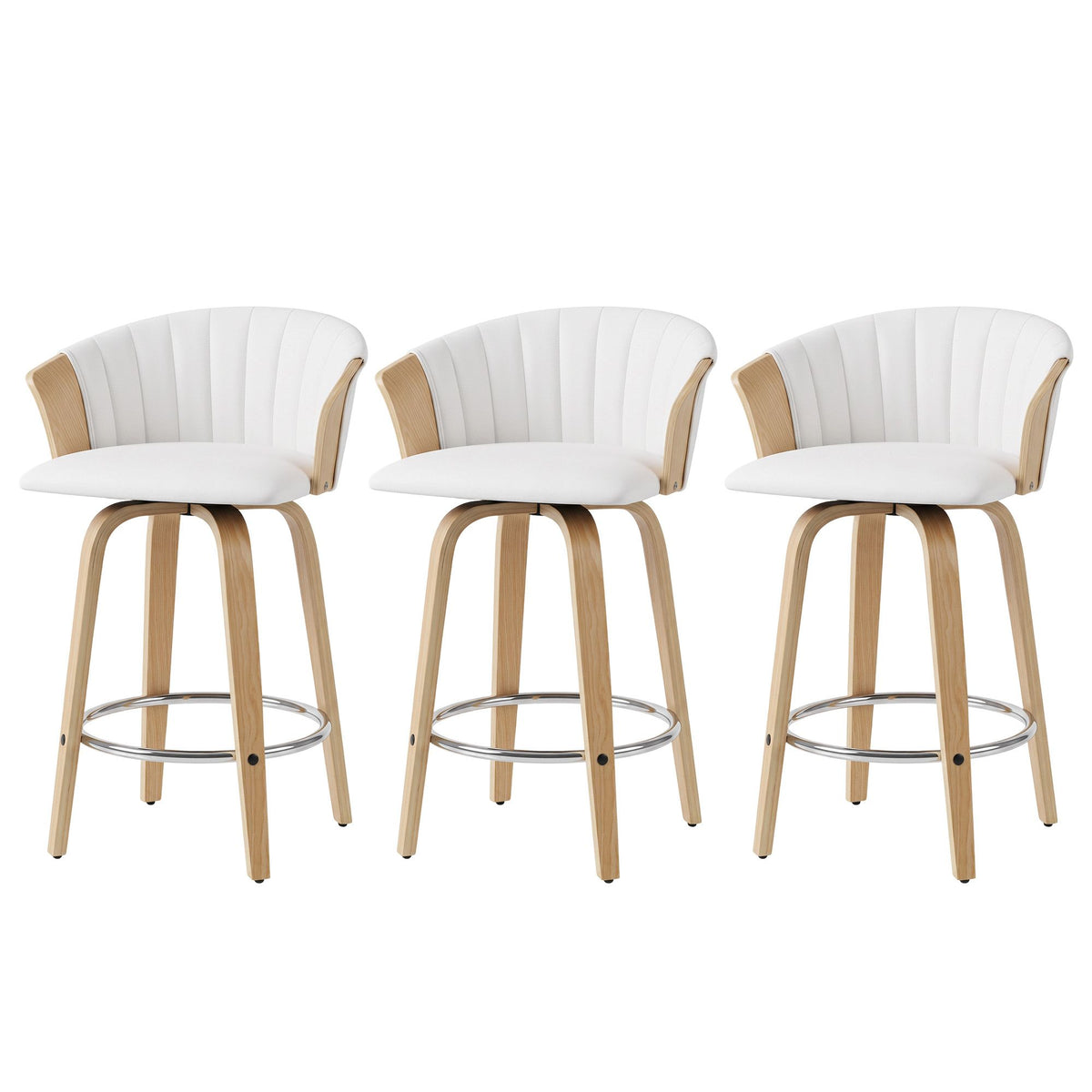 Olivia (Set of 3) Bentwood Bar Stools 66cm - White - Homecoze
