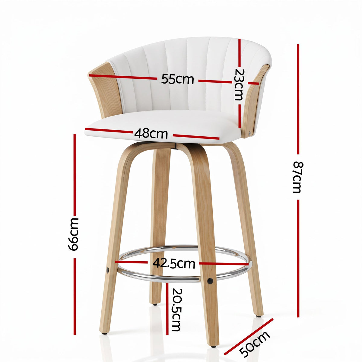 Olivia (Set of 3) Bentwood Bar Stools 66cm - White - Homecoze