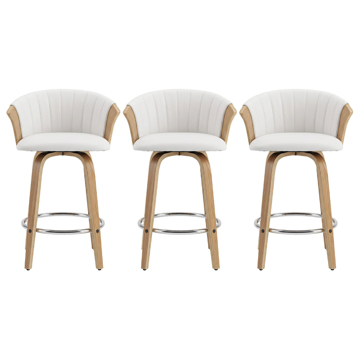 Olivia (Set of 3) Bentwood Bar Stools 66cm - White - Homecoze