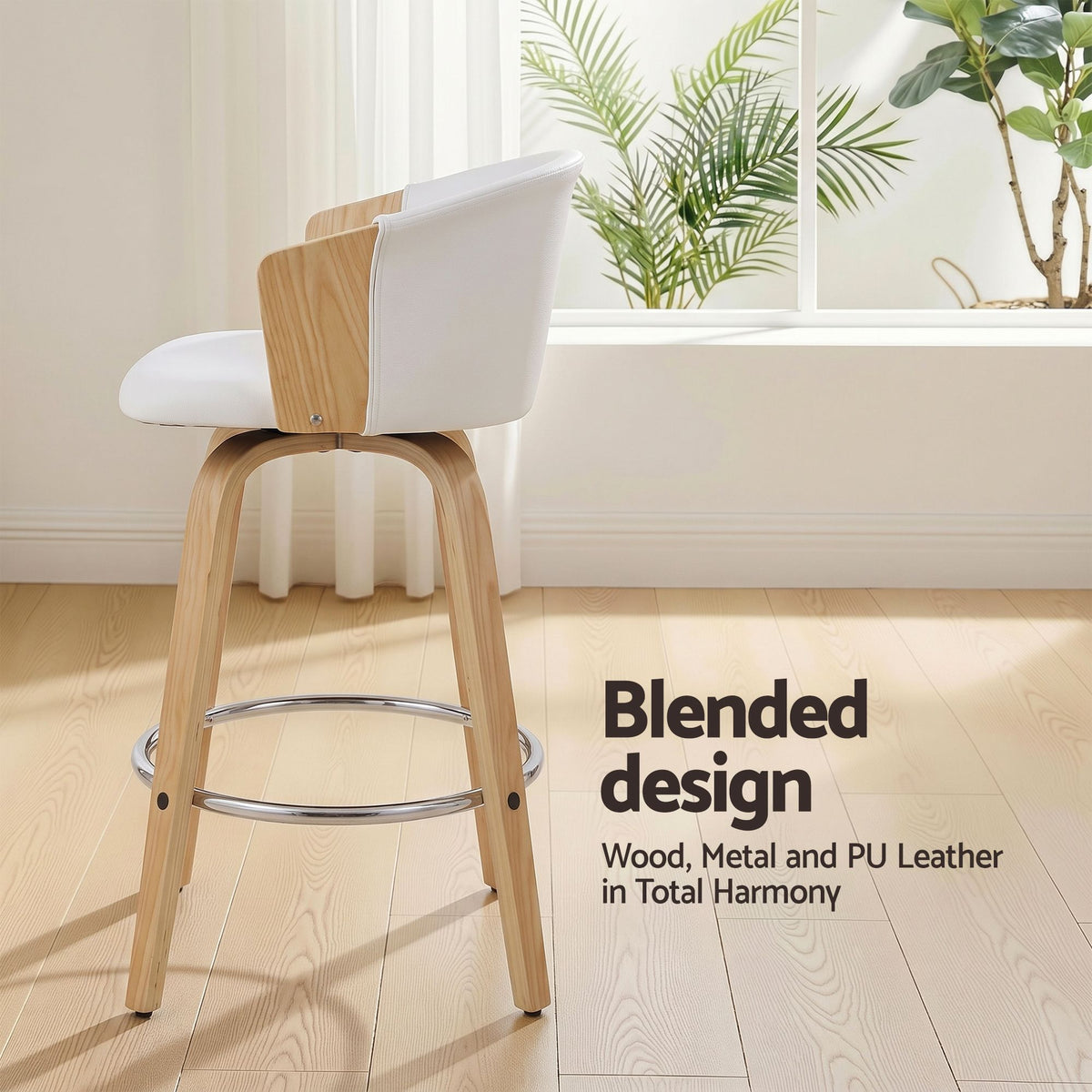 Olivia (Set of 3) Bentwood Bar Stools 66cm - White - Homecoze