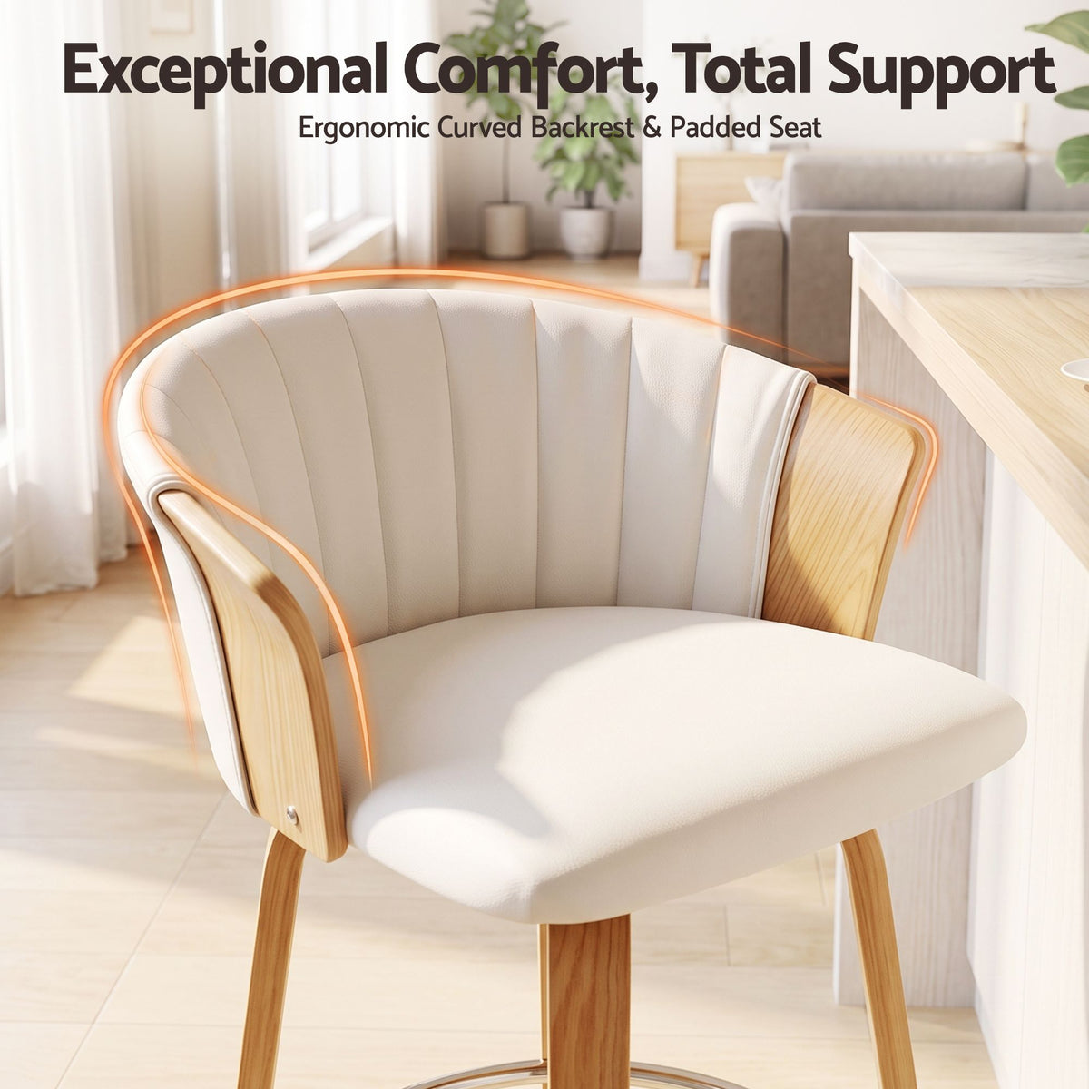 Olivia (Set of 3) Bentwood Bar Stools 66cm - White - Homecoze
