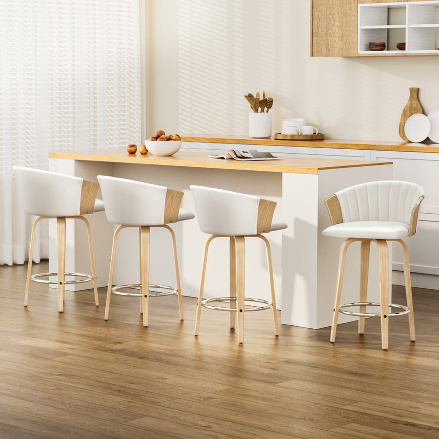 Olivia (Set of 4) Bentwood Bar Stools - White - Homecoze
