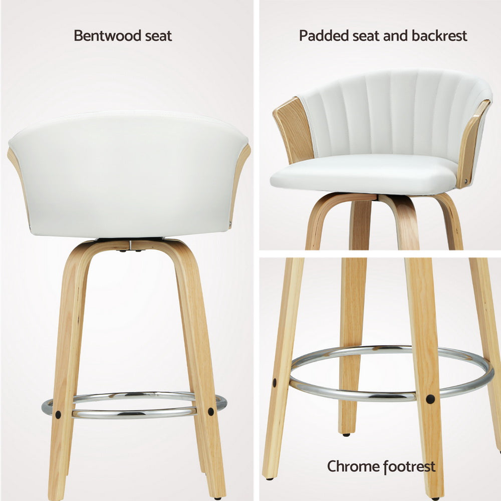 Olivia (Set of 4) Bentwood Bar Stools - White - Homecoze
