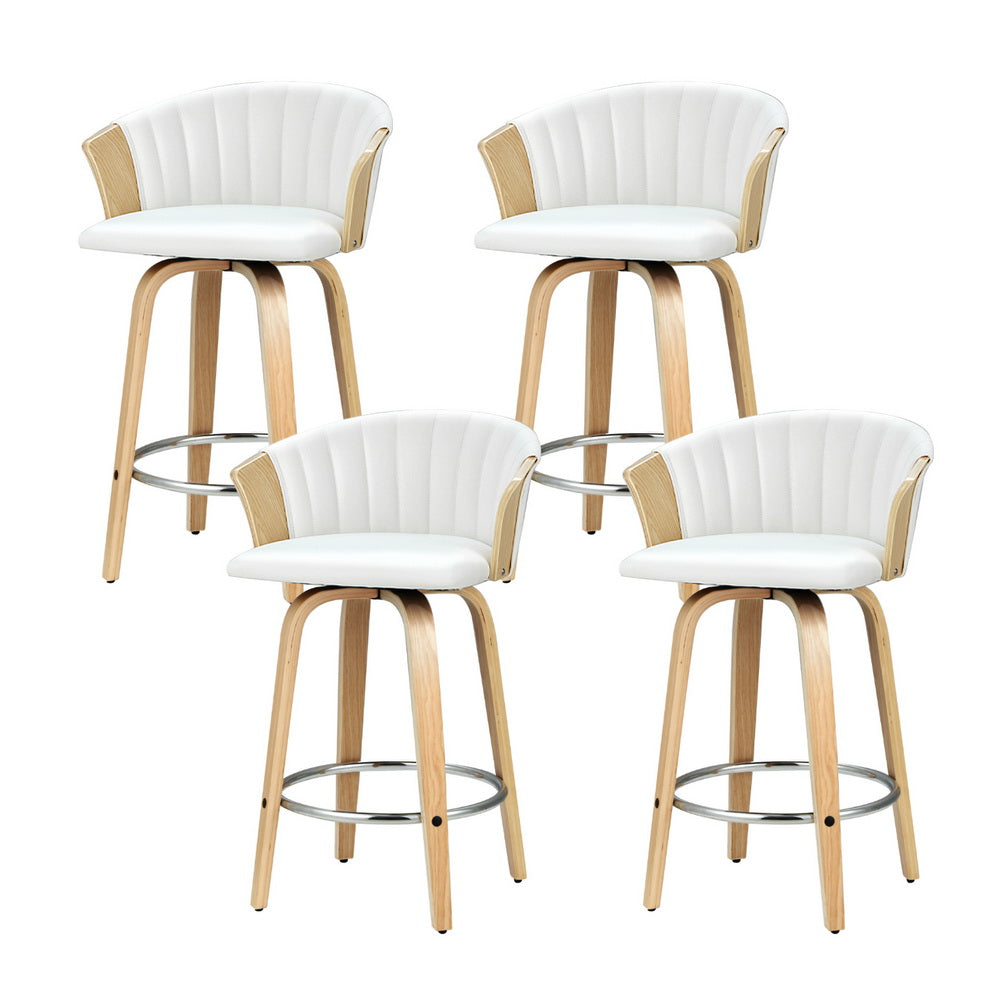 Olivia (Set of 4) Bentwood Bar Stools - White