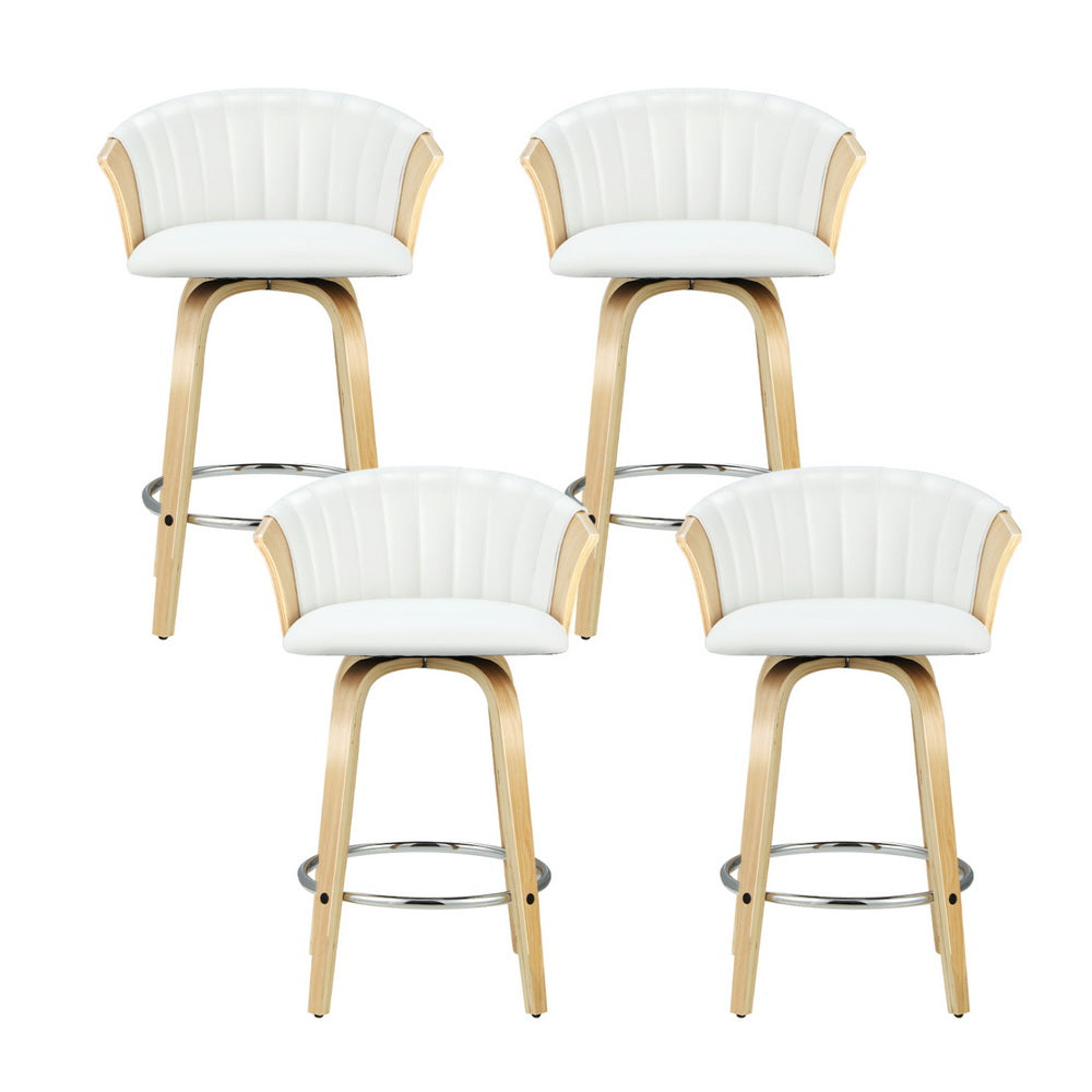 Olivia (Set of 4) Bentwood Bar Stools - White