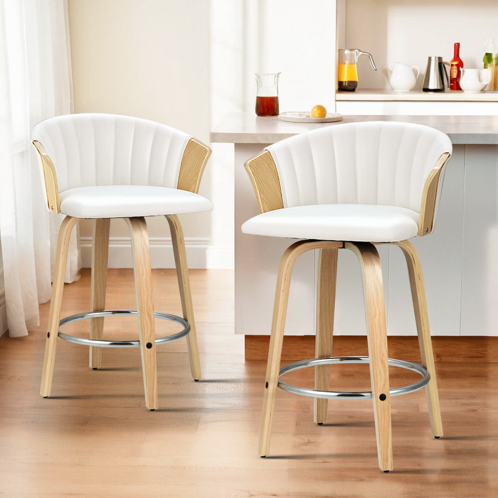 Olivia (Set of 4) Bentwood Bar Stools - White