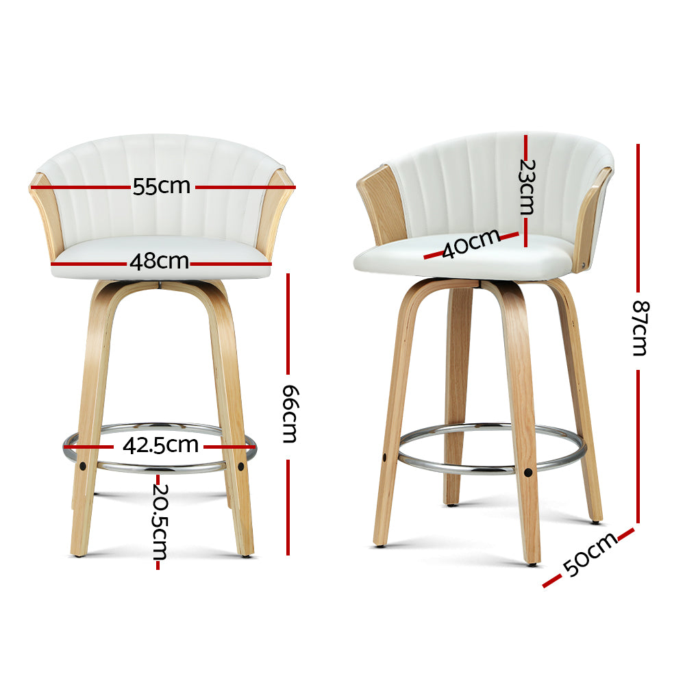 Olivia (Set of 2) Bentwood Bar Stools 66cm - White - Homecoze