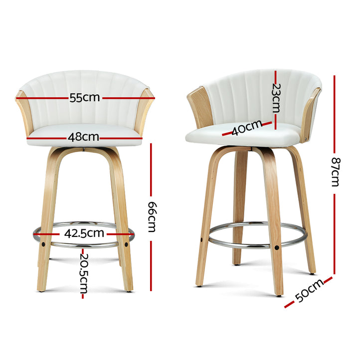 Olivia (Set of 2) Bentwood Bar Stools 66cm - White - Homecoze