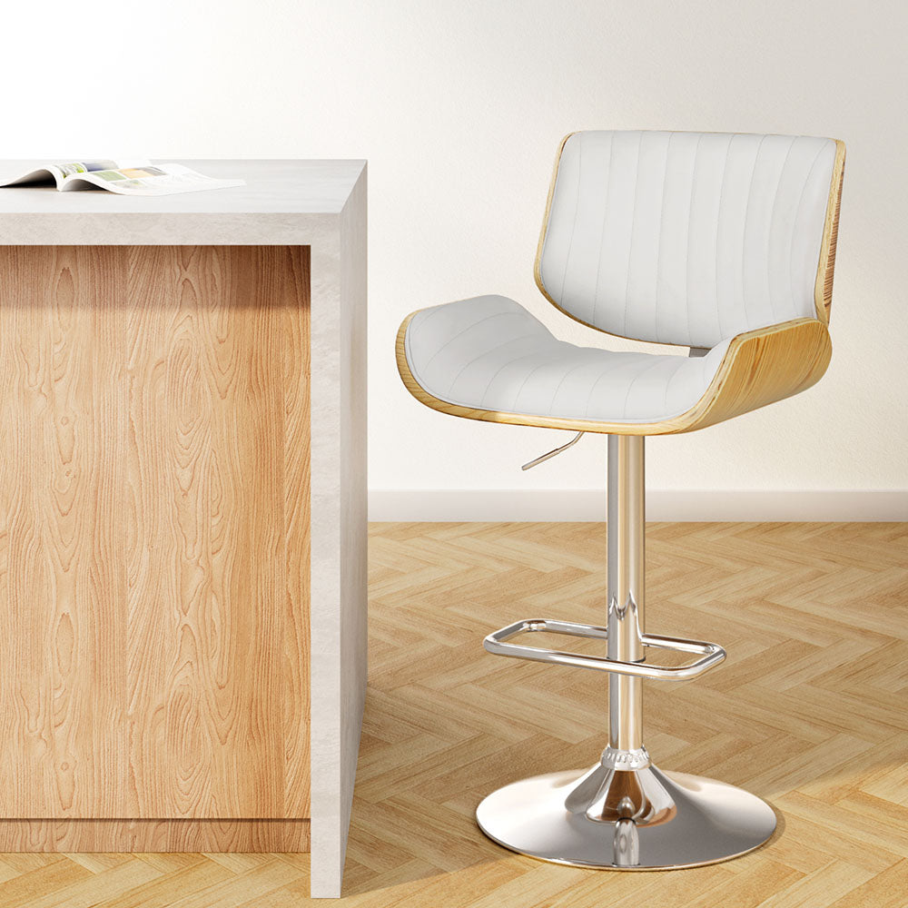 Madison (Single) PU Leather Bar Stool - White - Homecoze