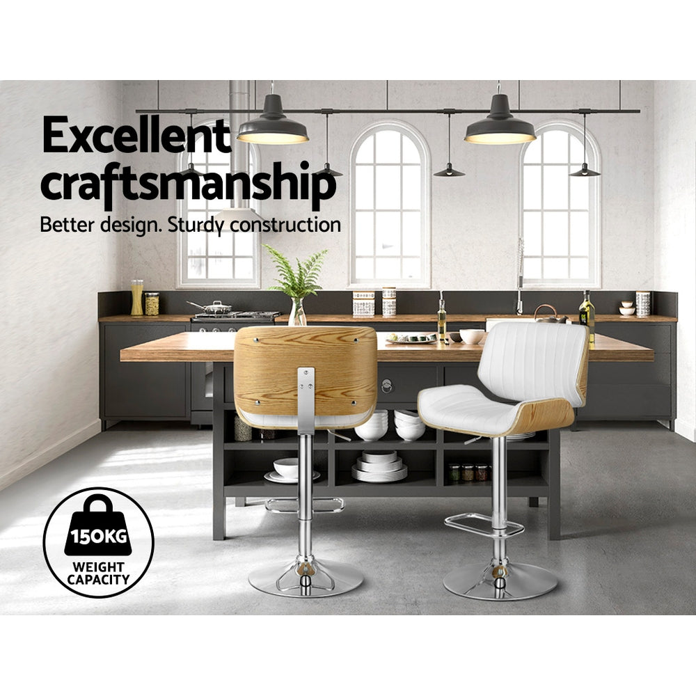 Madison (Single) PU Leather Bar Stool - White - Homecoze