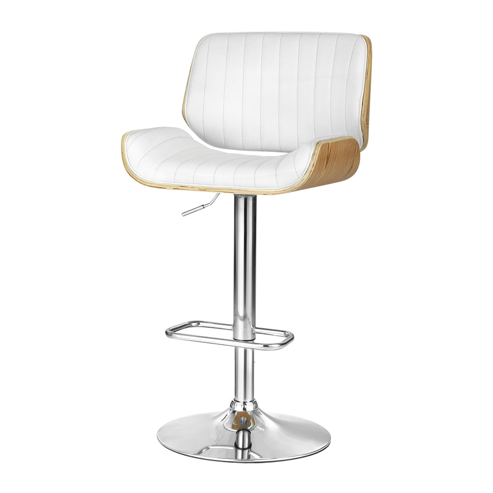 Madison (Single) PU Leather Bar Stool - White - Homecoze