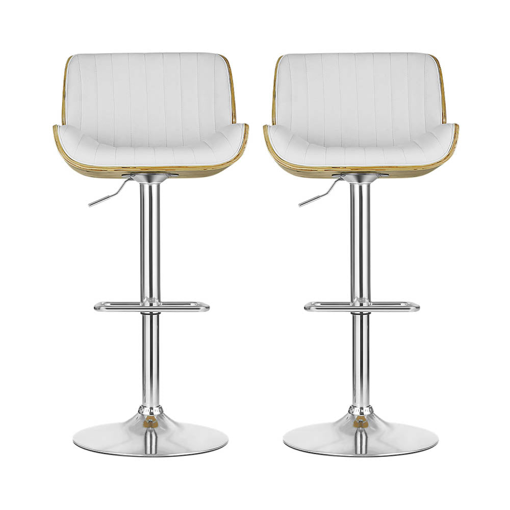 Madison (Set of 2) PU Leather Bar Stools - White - Homecoze