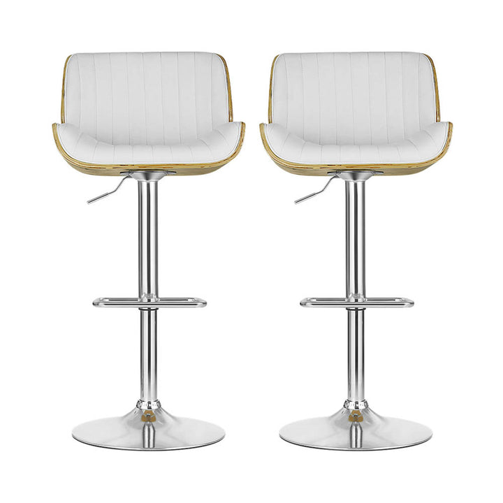 Madison (Set of 2) PU Leather Bar Stools - White - Homecoze