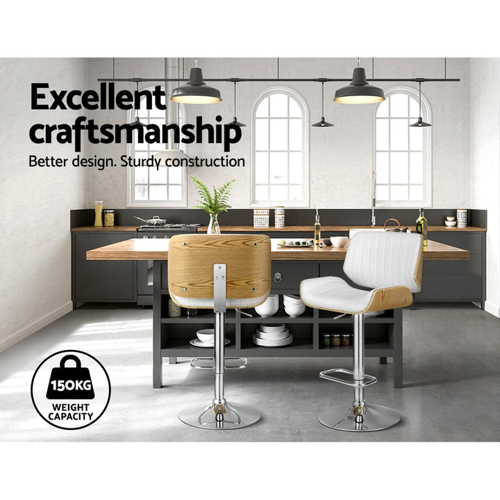 Madison (Set of 2) PU Leather Bar Stools - White - Homecoze