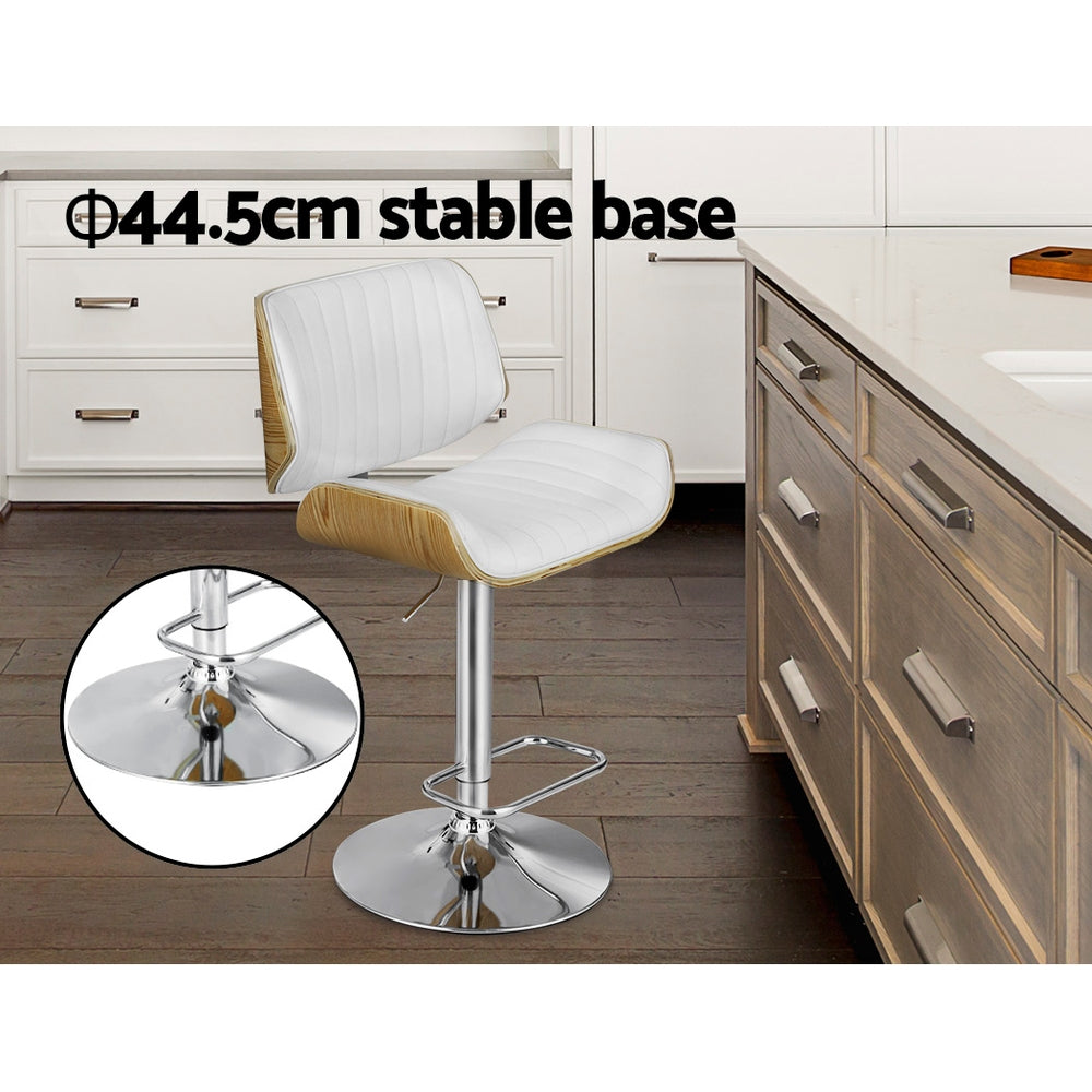 Madison (Set of 2) PU Leather Bar Stools - White - Homecoze