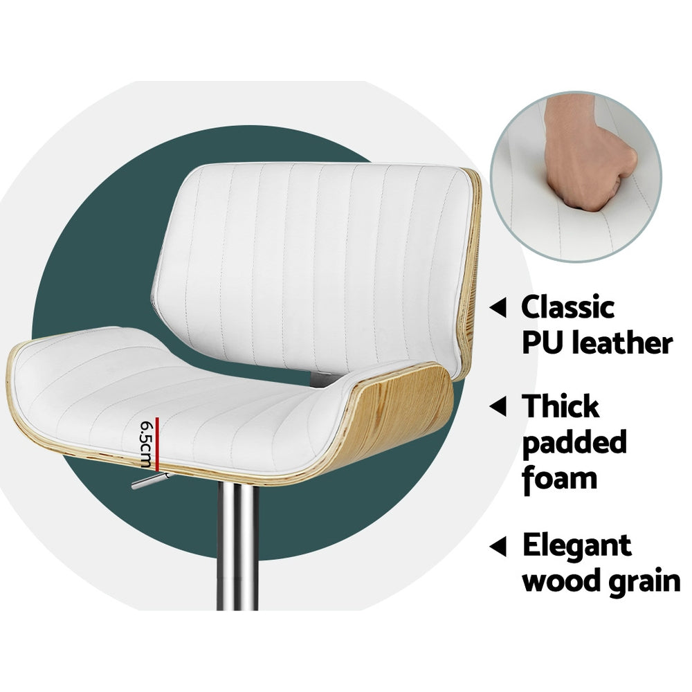 Madison (Set of 2) PU Leather Bar Stools - White - Homecoze