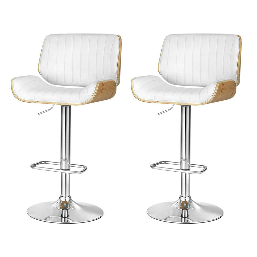 Madison (Set of 2) PU Leather Bar Stools - White - Homecoze