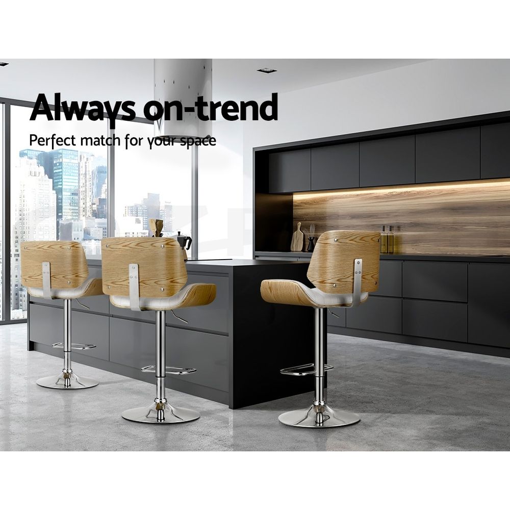 Madison (Set of 3) PU Leather Bar Stools - White