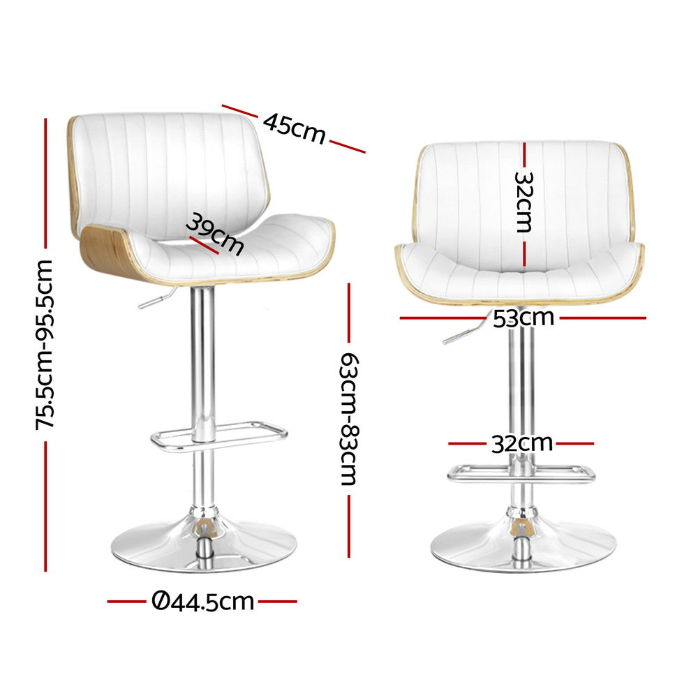 Madison (Set of 4) PU Leather Bar Stools - White - Homecoze