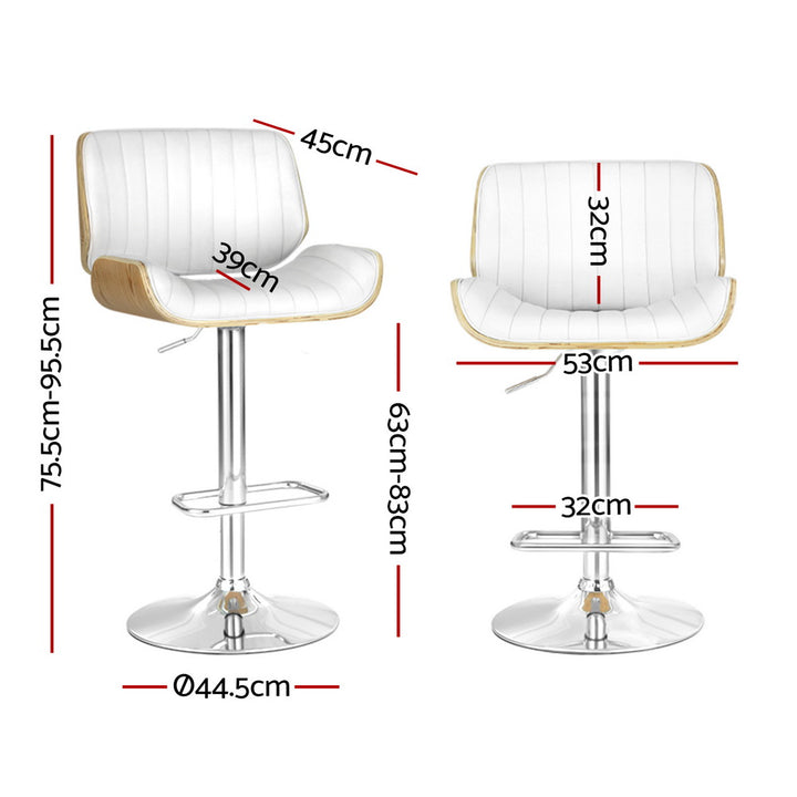 Madison (Set of 4) PU Leather Bar Stools - White - Homecoze