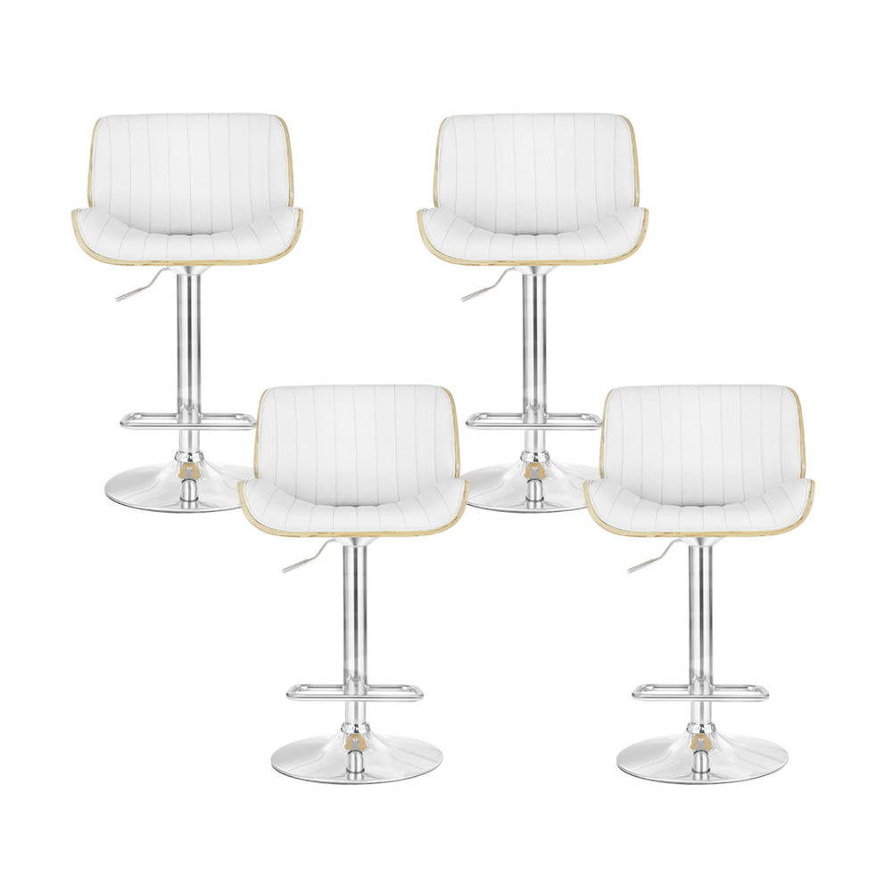 Madison (Set of 4) PU Leather Bar Stools - White - Homecoze