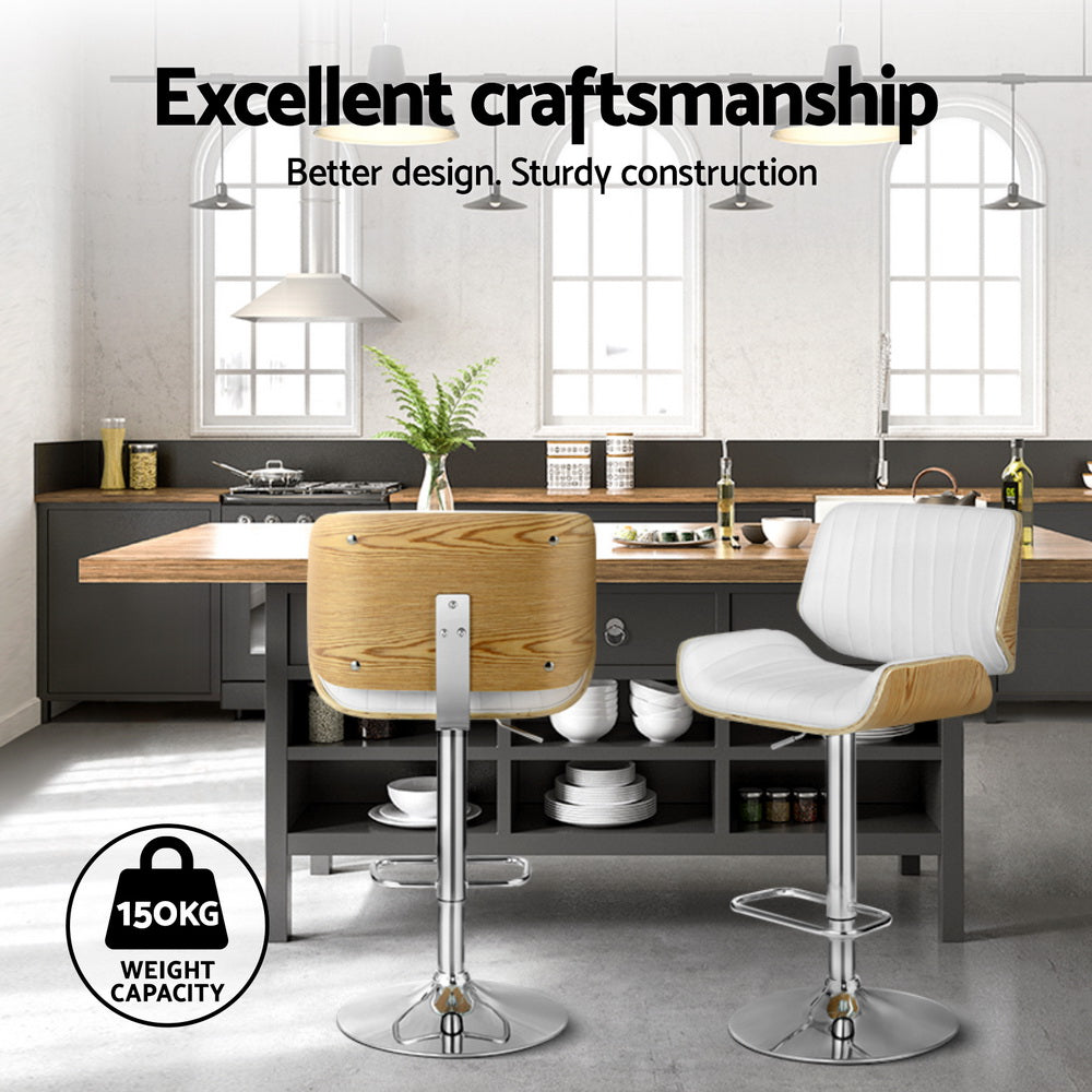 Madison (Set of 4) PU Leather Bar Stools - White - Homecoze
