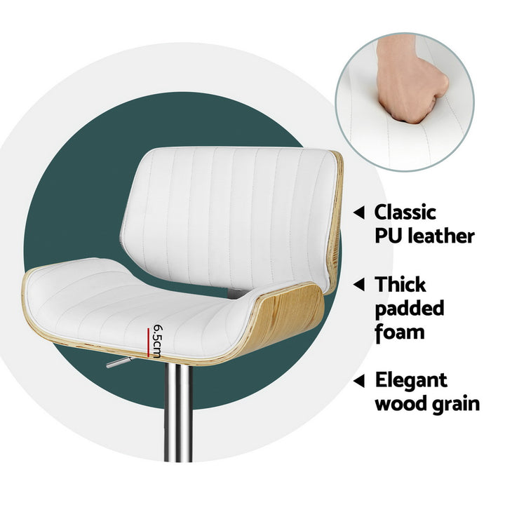 Madison (Set of 4) PU Leather Bar Stools - White - Homecoze