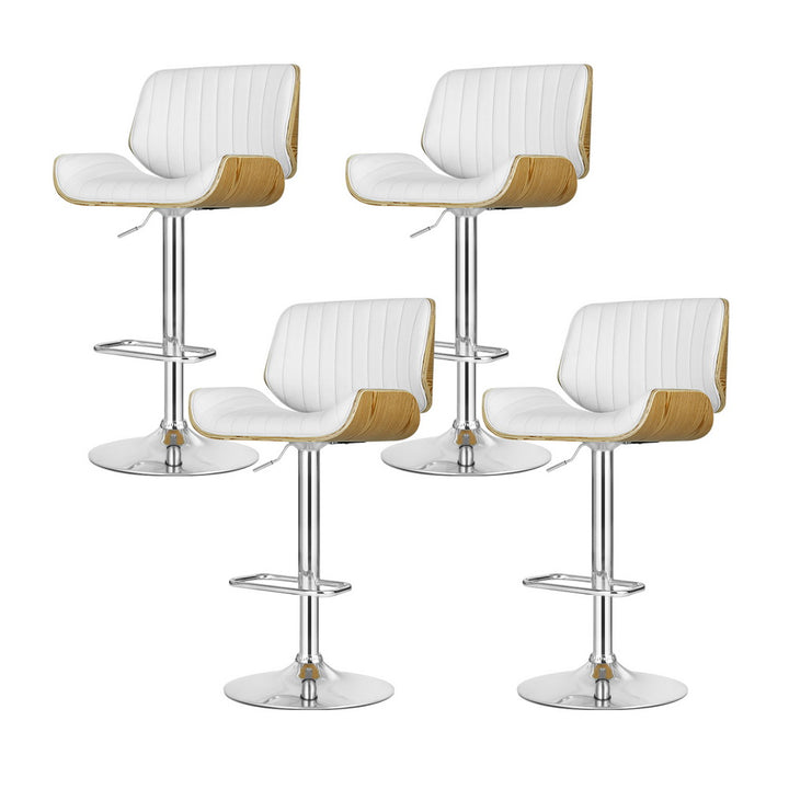 Madison (Set of 4) PU Leather Bar Stools - White - Homecoze