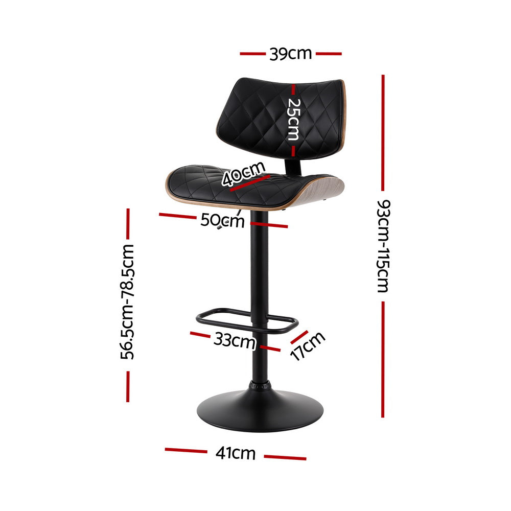 Lennox (Set of 3) PU Leather Bar Stools - Black - Homecoze