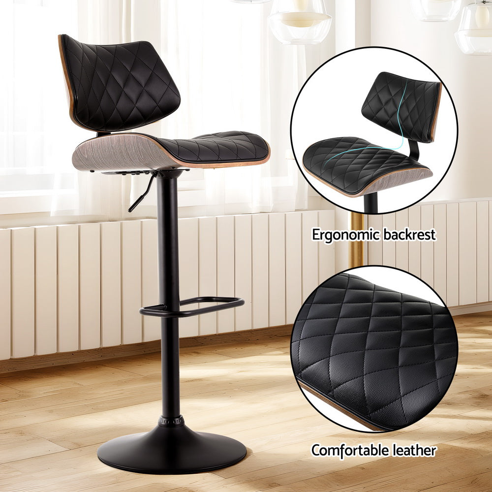 Lennox (Set of 3) PU Leather Bar Stools - Black - Homecoze