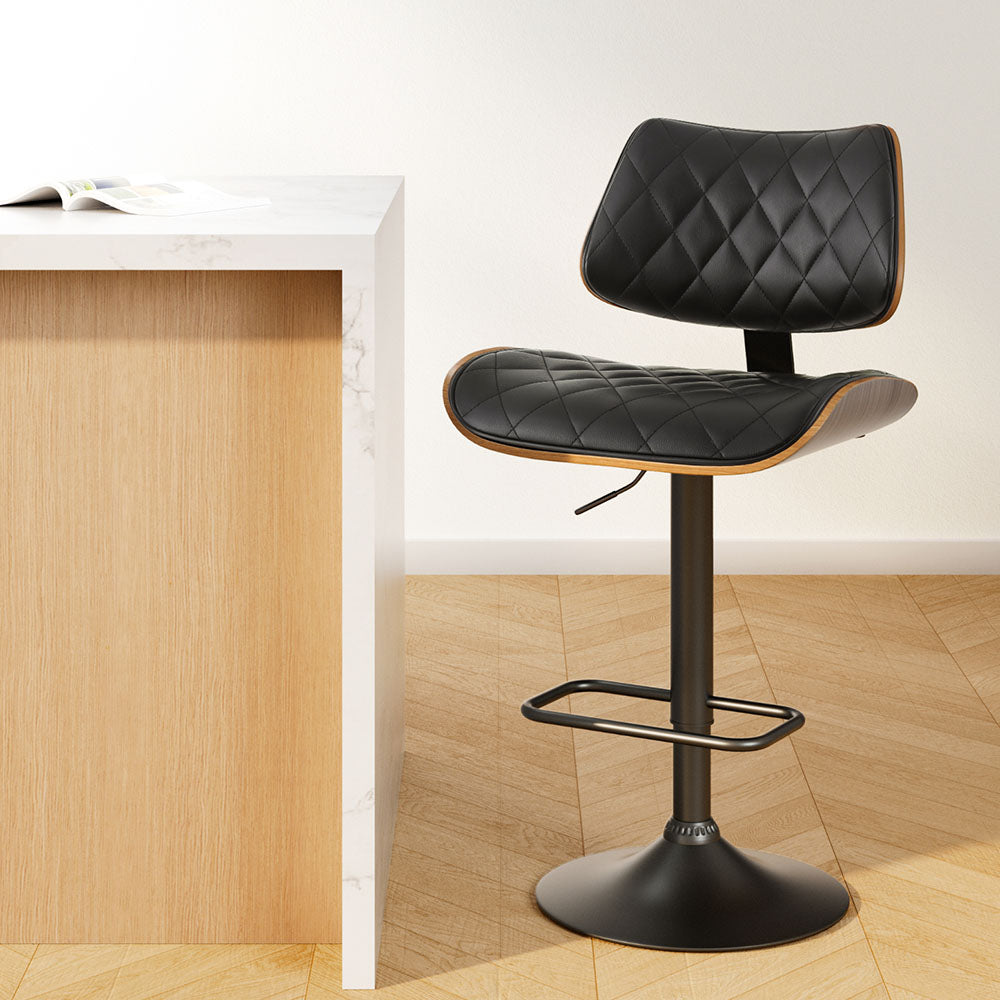 Lennox (Single) PU Leather Bar Stool - Black - Homecoze